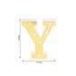 Gold 3D marquee letter "Y" with warm white LED lights.