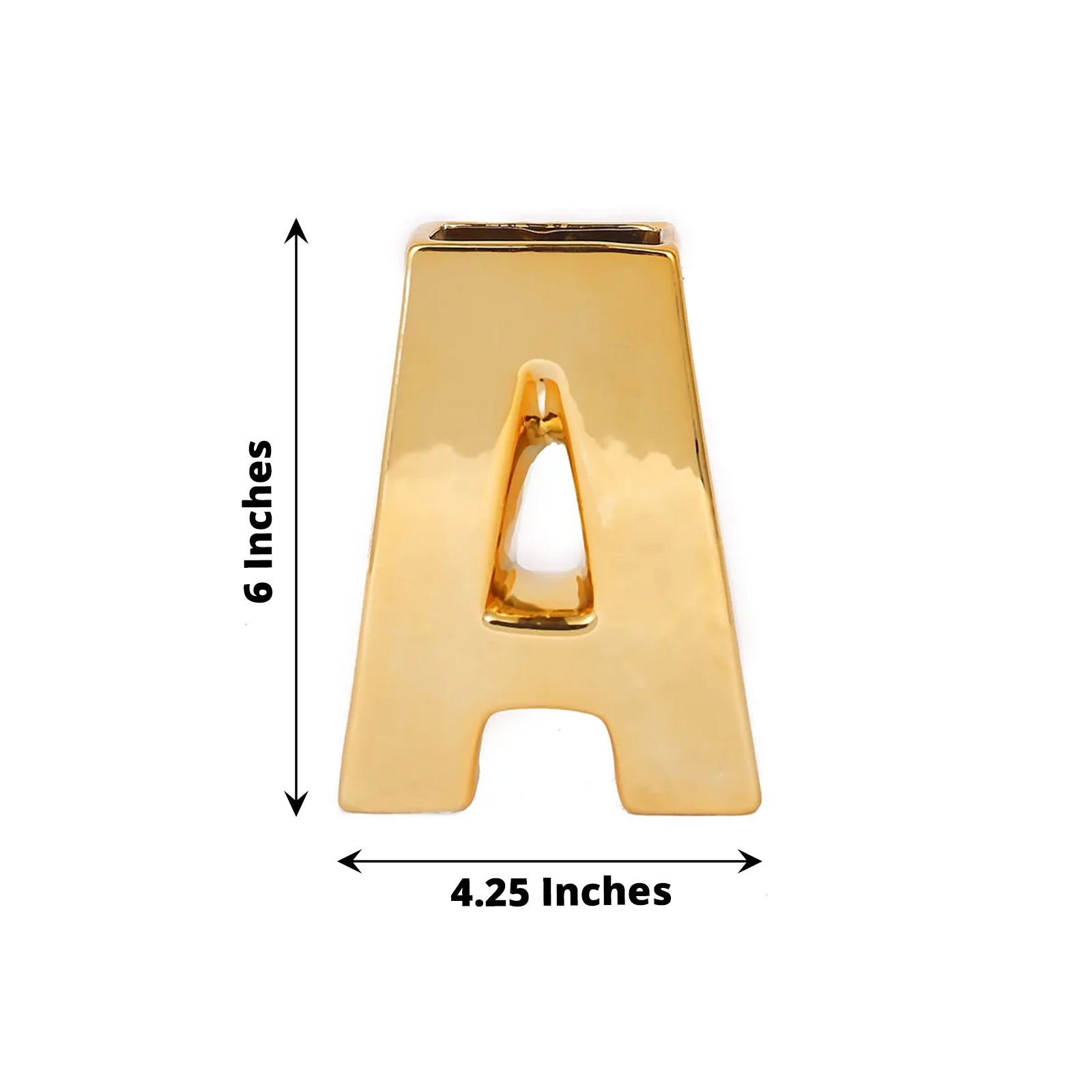 Ceramic Bud Planter Vase With Gold Letter "A" 6 Inch