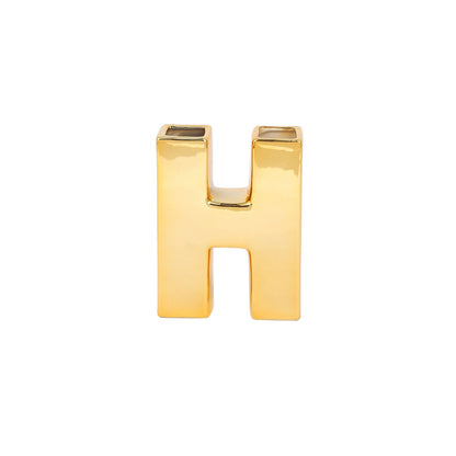 6 Inch Gold Plated Ceramic Bud Planter Vase With Letter "H"#whtbkgd