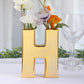 6" Shiny Gold Plated Ceramic Letter "H" Sculpture Flower Vase, Bud Planter Pot Table Centerpiece