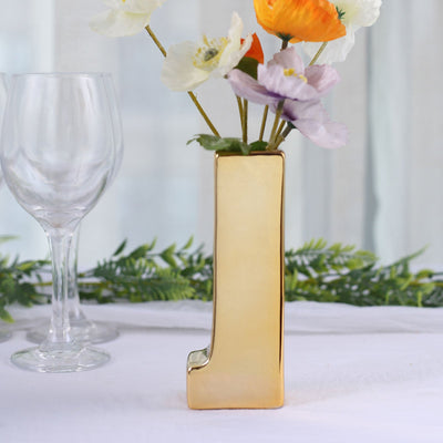 Elegant Design of the Gold Plated Letter J Vase