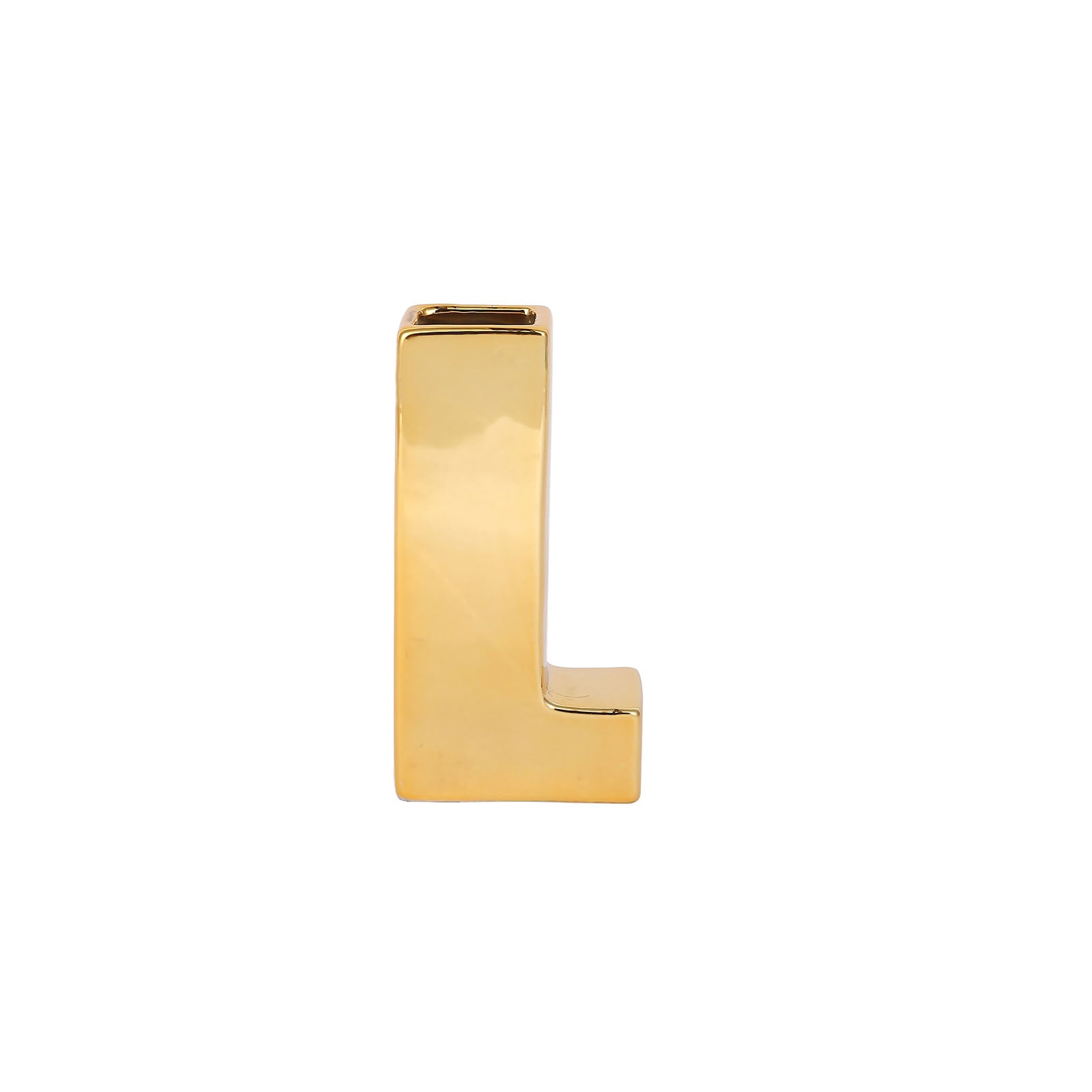 Ceramic Letter L Gold Plated Flower Pot#whtbkgd