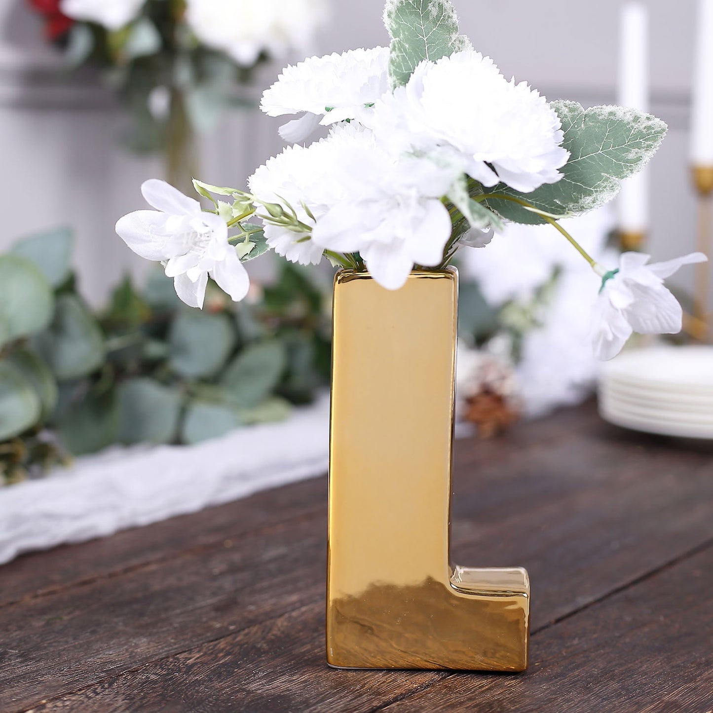 L Shaped Gold Ceramic Flower Planter