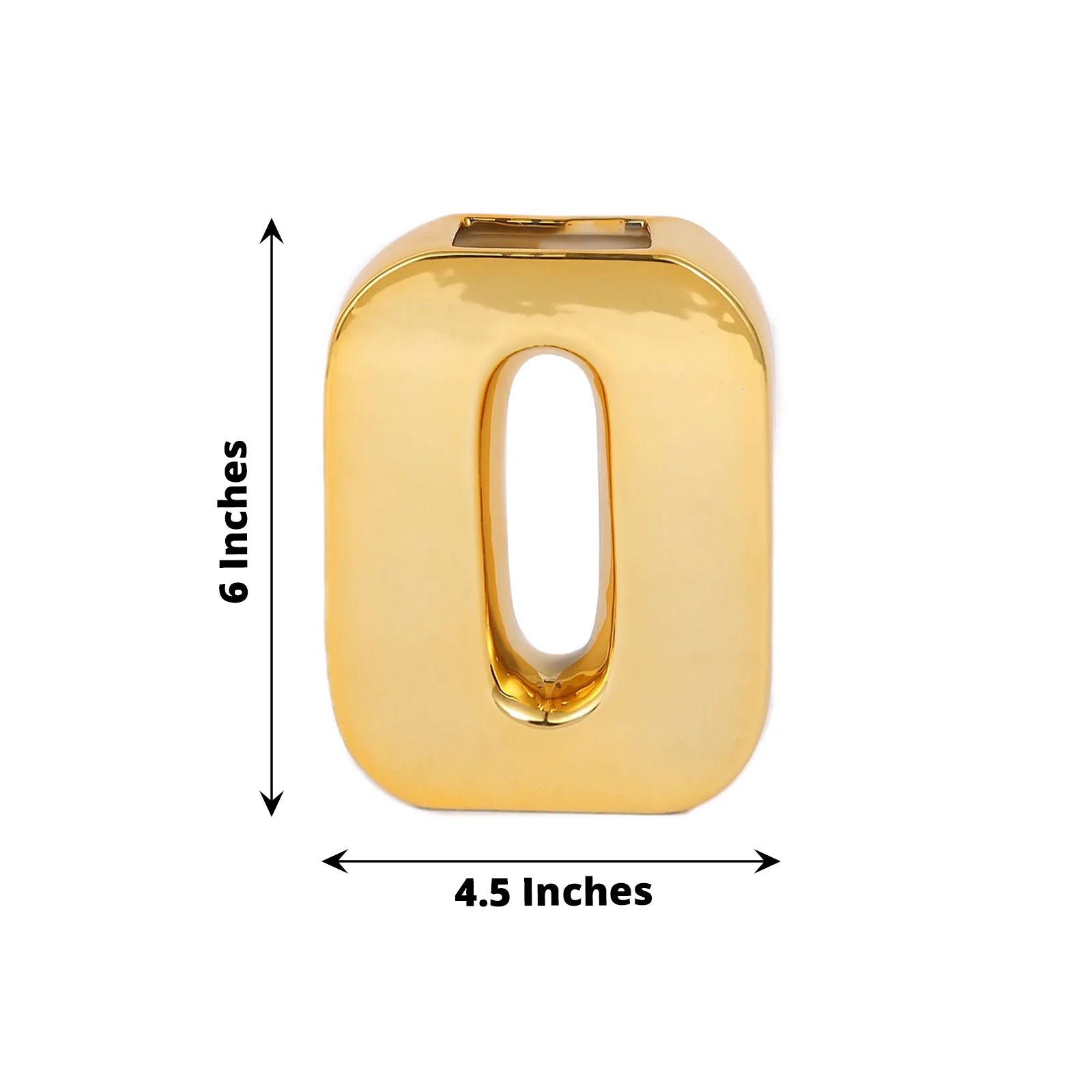 Ceramic Letter O Planter In Gold