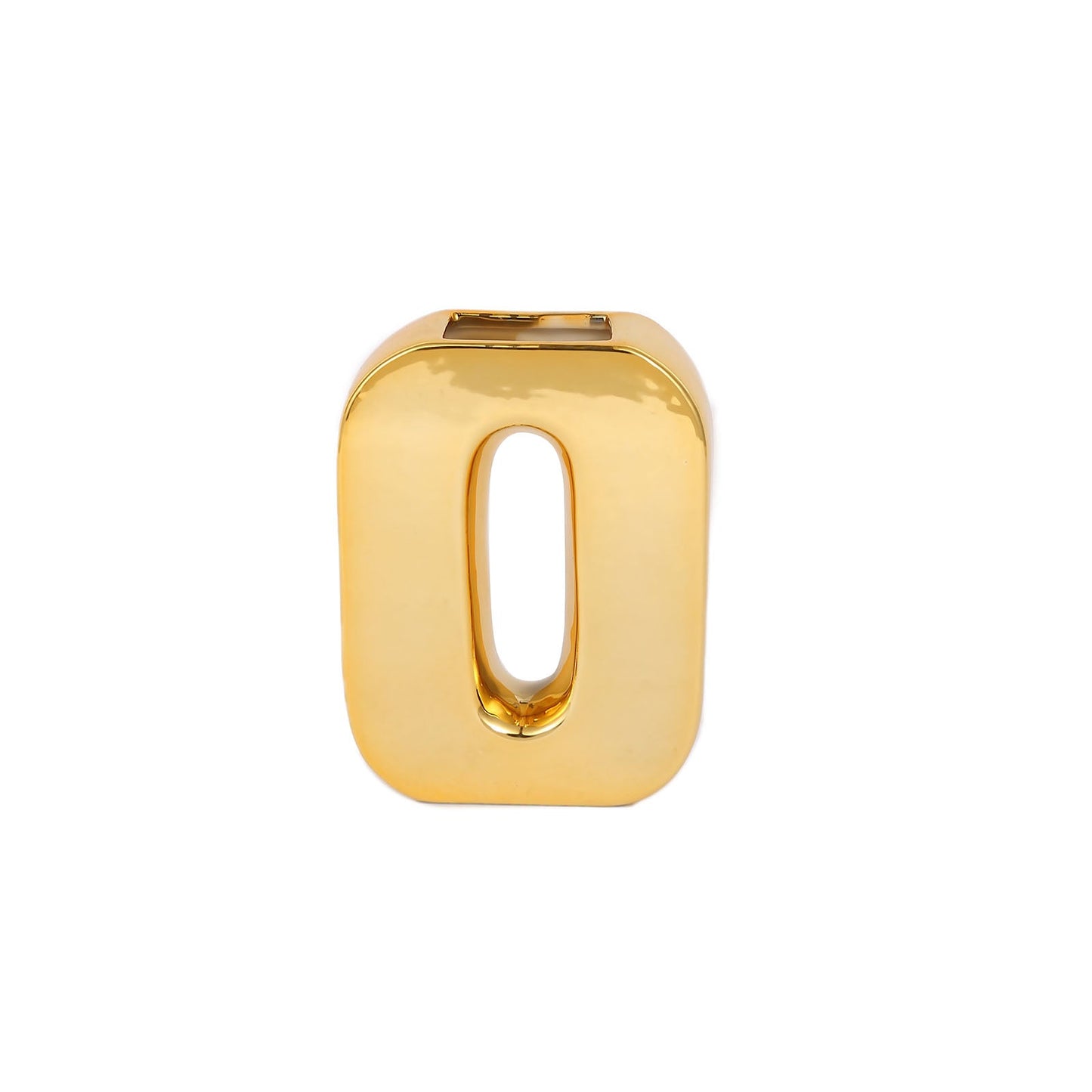 Gold Plated O-Shaped Ceramic Vase For Flowers#whtbkgd