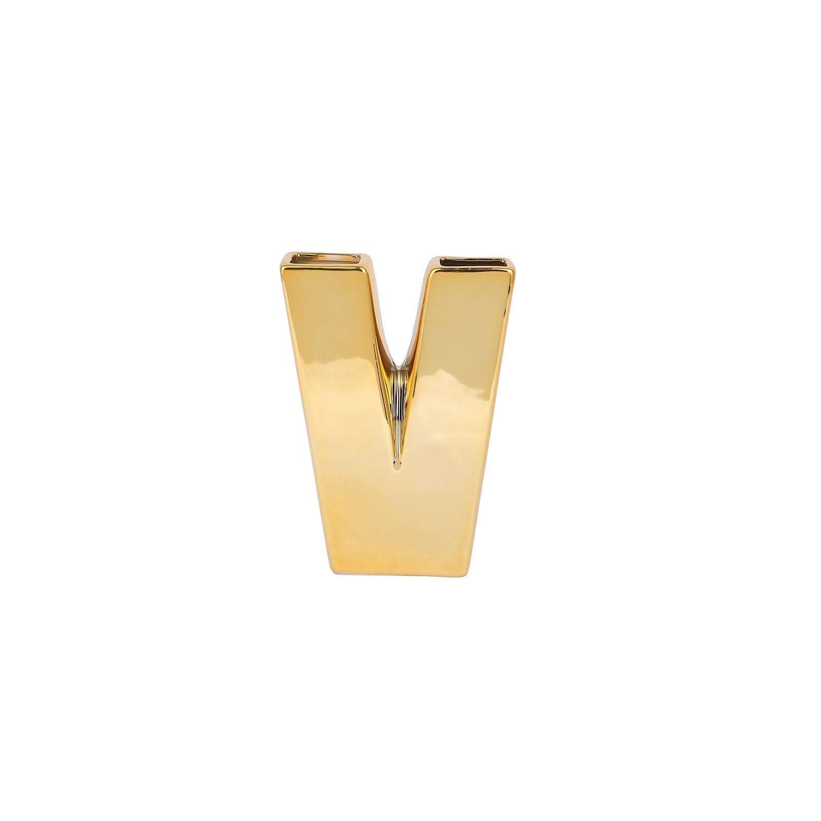 Ceramic Letter V Table Centerpiece Gold Plated#whtbkgd