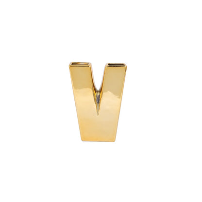Ceramic Letter V Table Centerpiece Gold Plated#whtbkgd