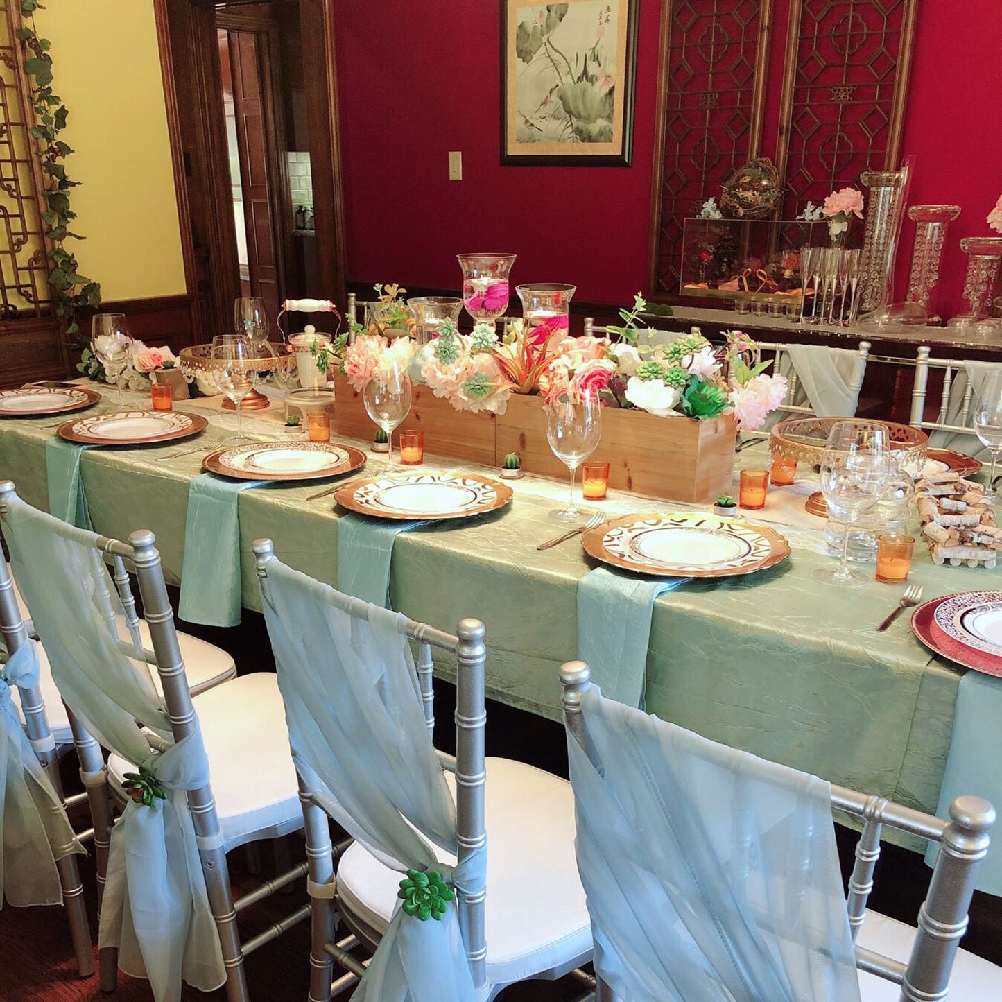 22inchx78inch Silver DIY Premium Designer Chiffon Chair Sashes