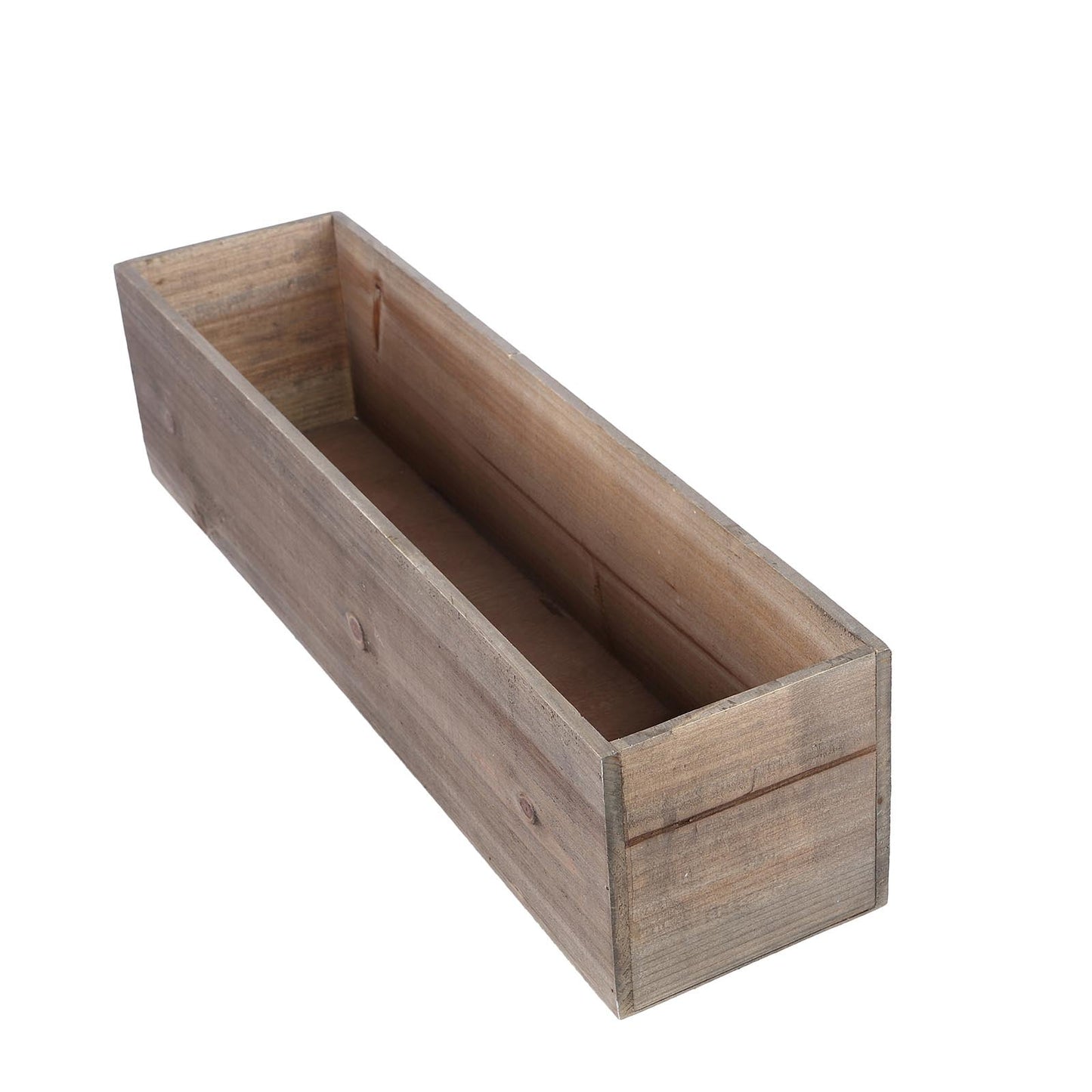 Natural wood planter box set with removable plastic liners.