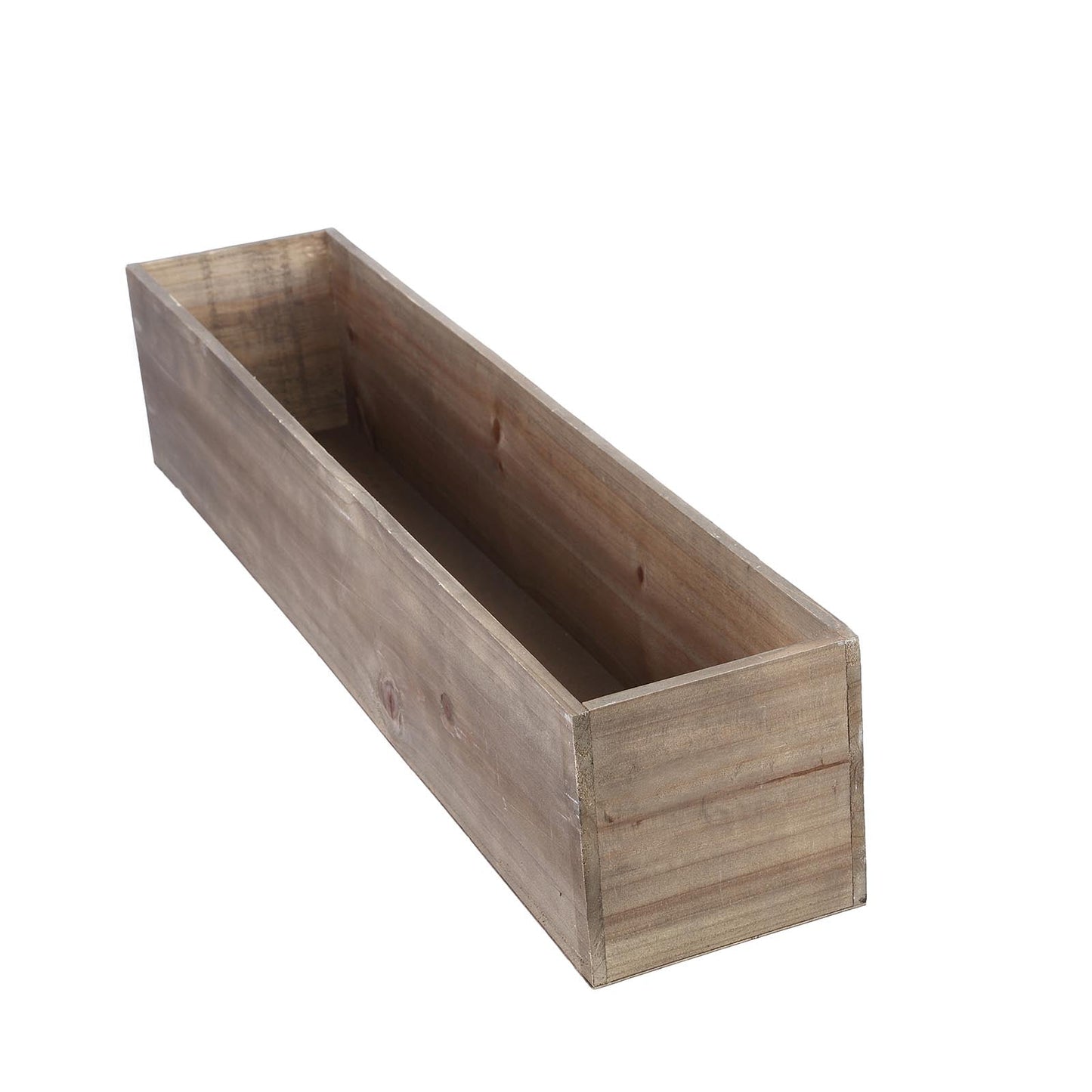 Natural Wood Planter Box Set with Removable Plastic Liners 30 Inch x 6 Inch in Rectangular Shape#whtbkgd