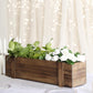 24"x6" Smoked Brown Rustic Natural Wood Planter Box Set With Removable Plastic Liner