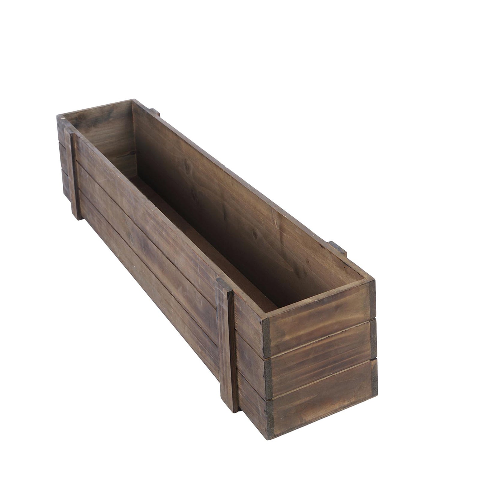 plastic liner for wood planter Rustic Wood Planter Box Smoked Brown 30"x6" With Plastic Liner | Stylish Long Natural Accent For Displays