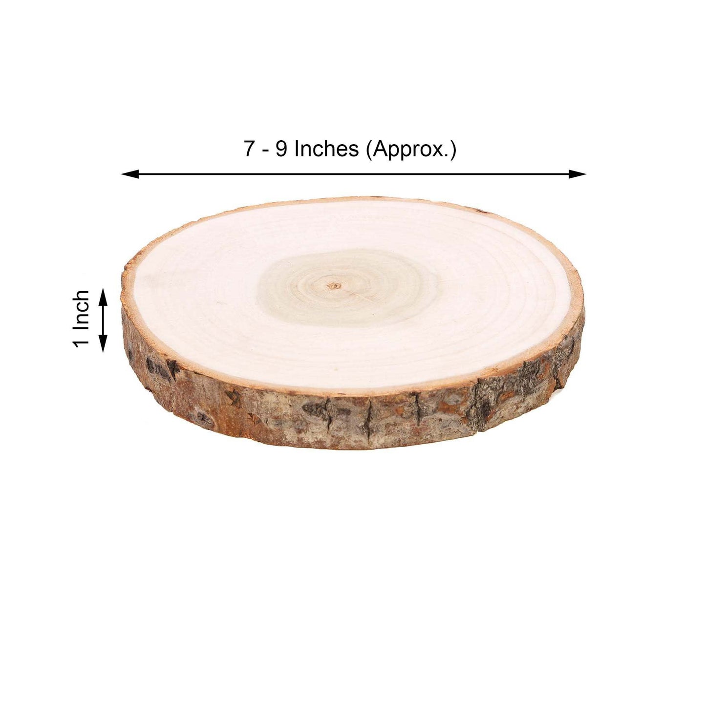Rustic natural wood slices, round poplar wood slabs, table centerpieces.