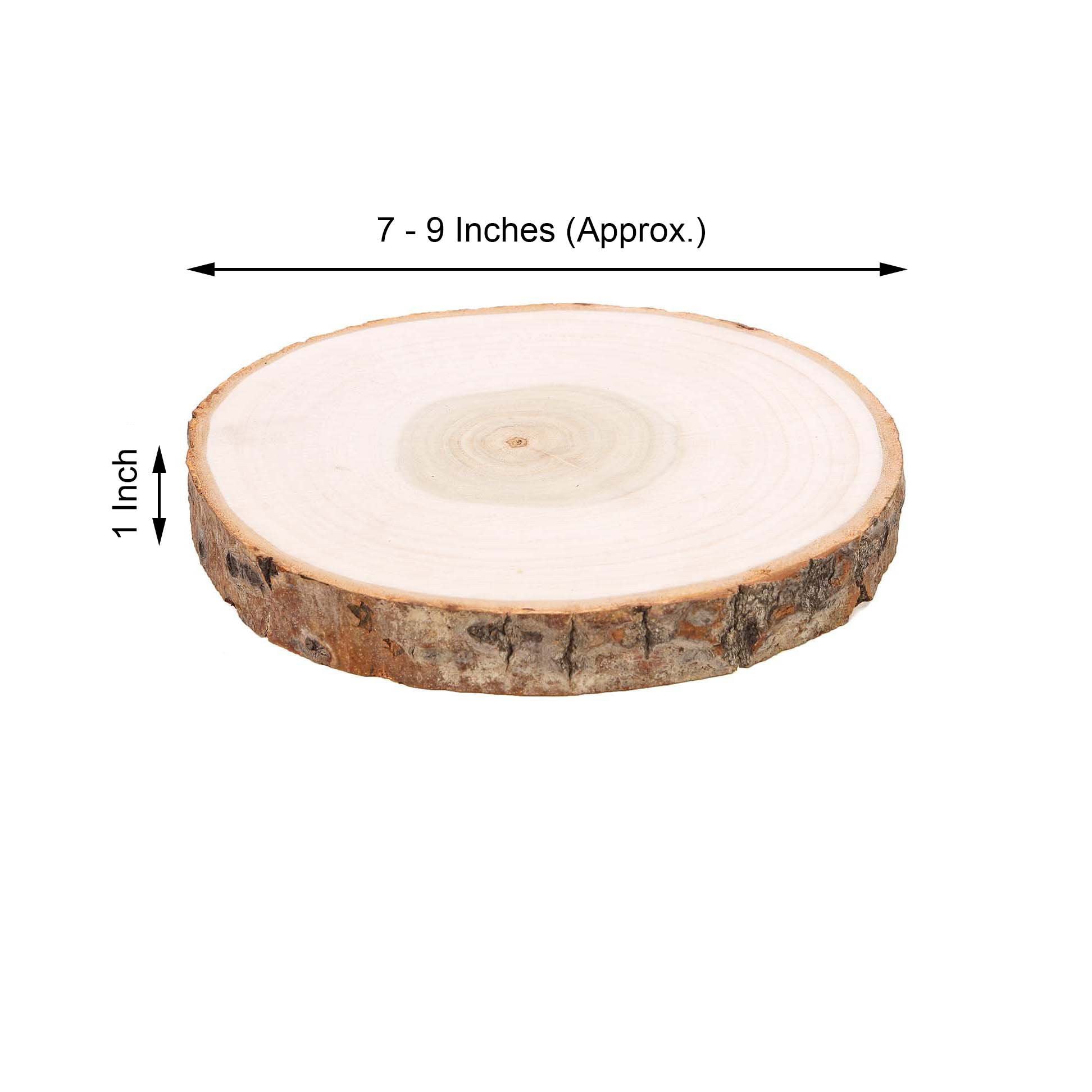 Rustic natural wood slices, round poplar wood slabs, table centerpieces.
