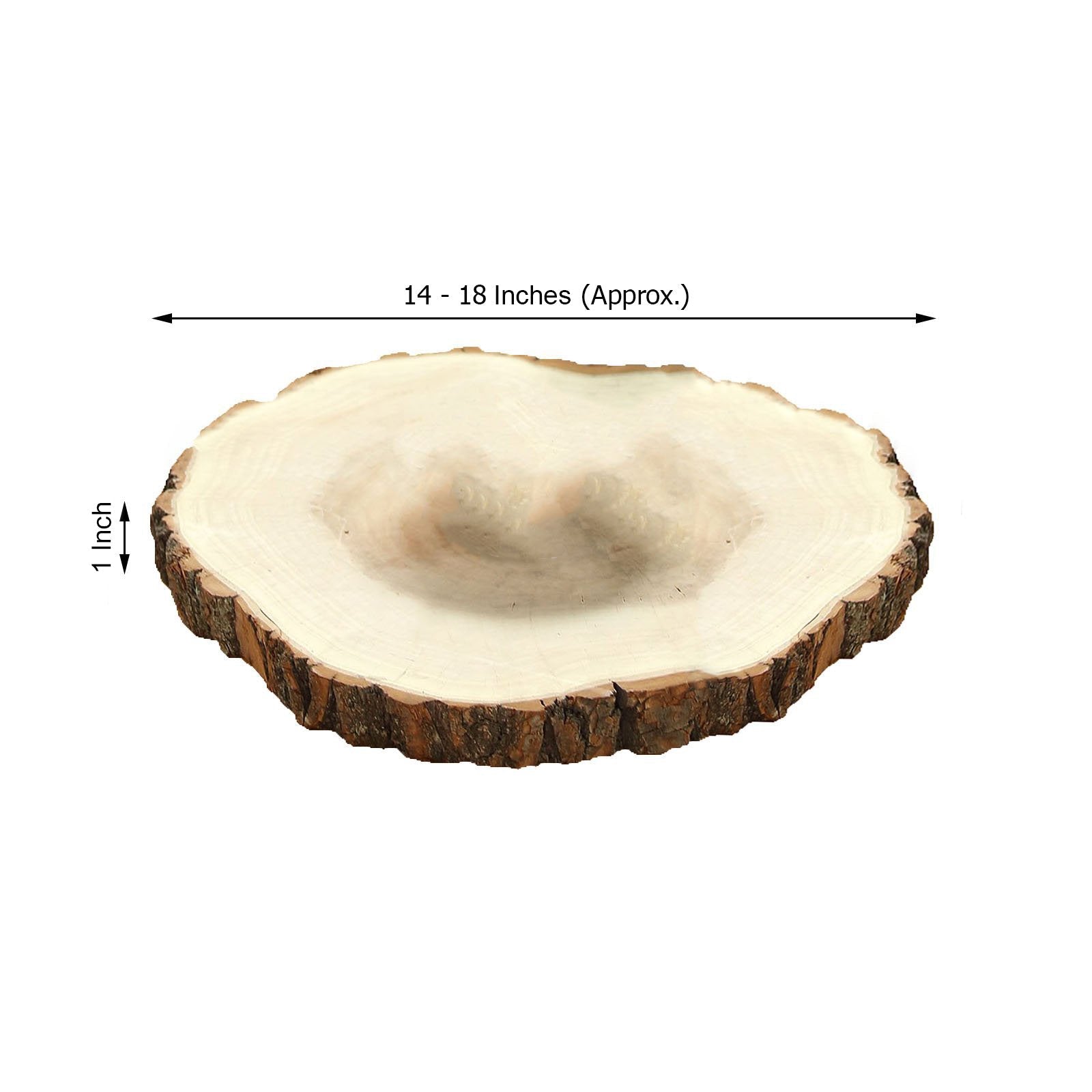 Natural color round rustic poplar wood slice, 18" diameter, for table centerpieces.