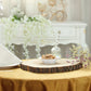 Natural color round rustic wood slice table centerpiece.