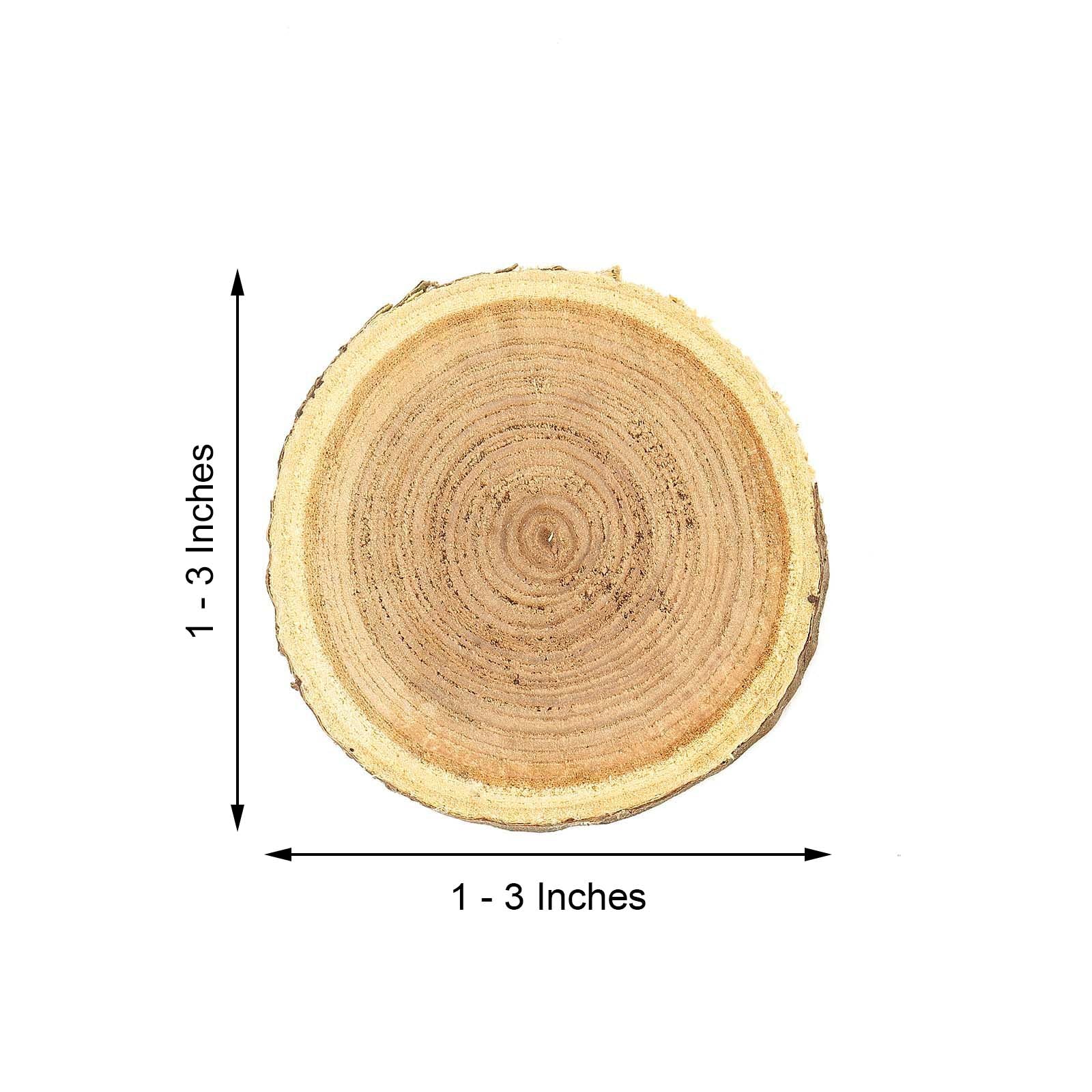 Rustic cedar wood slices for wedding table decor.