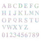 Iridescent 0-9 number stickers banner in pastel colors, customizable for various uses.