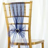 5pc x Navy Blue Organza Chair Sash