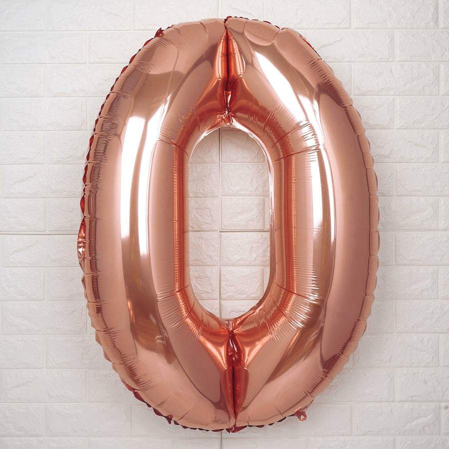 35inch Metallic Blush Rose Gold Mylar Foil Helium/Air Number Balloon - 0