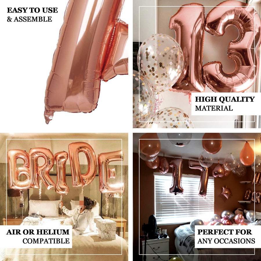 35inch Metallic Blush Rose Gold Mylar Foil Helium/Air Number Balloon - 0